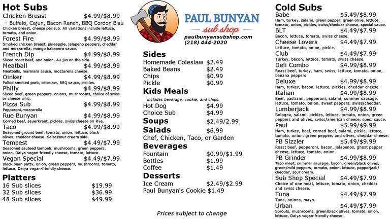 Paul Bunyan Sub Shop - Bemidji, MN